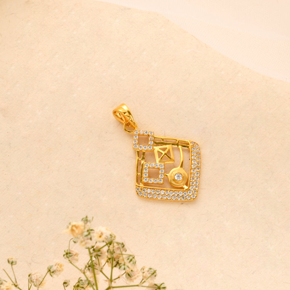 Multi Square Design Golden Pendant