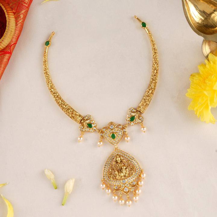 Temple Lakshmi & Pearl Ball Necklace