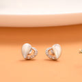Simple Stone Curve Heart Silver Stud
