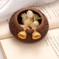 Vibrant Leaf Design Stone Golden Jhumkas