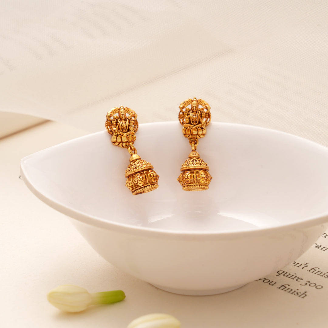 Traditional Golden Nagas Lakshmi Jhumkas
