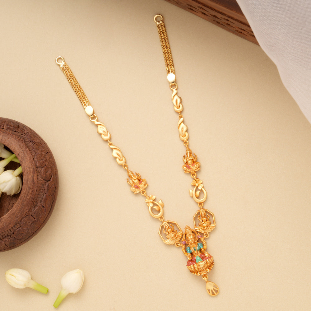 Elegant Golden Lakshmi with Vinayagar Necklace