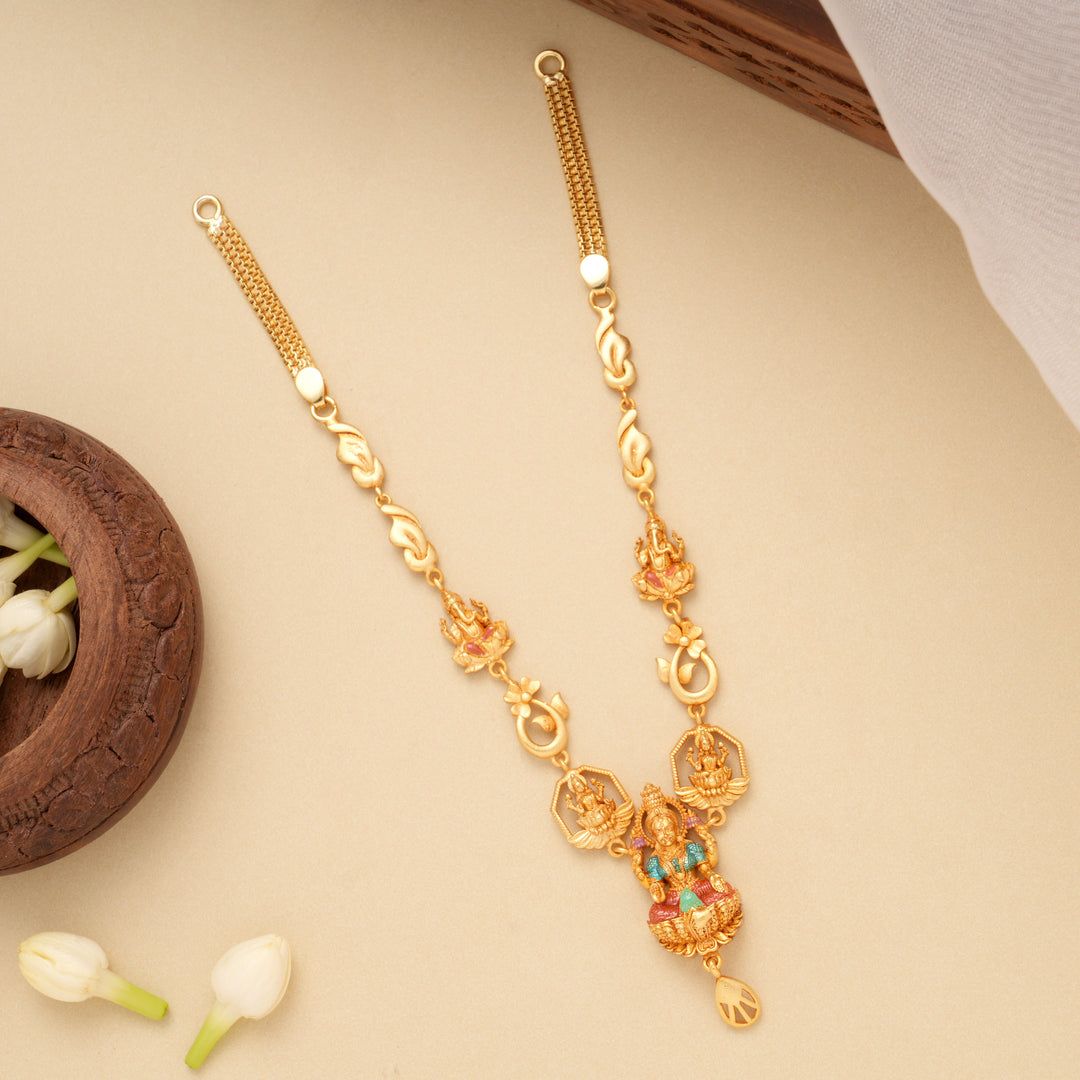 Elegant Golden Lakshmi with Vinayagar Necklace