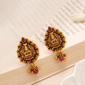 Antique Lakshmi Ruby Teardrop Golden Stud
