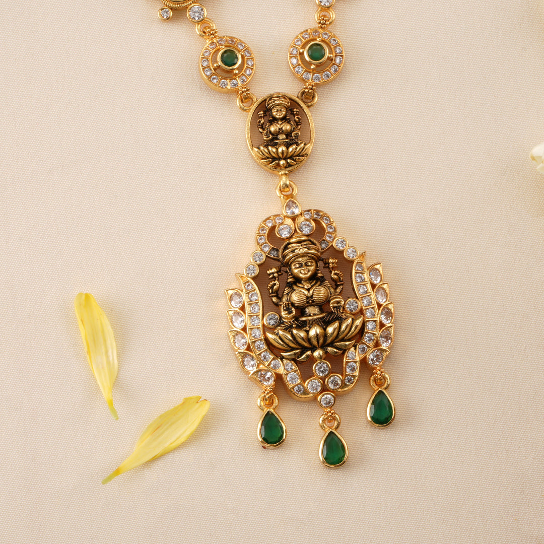 Antique Emerald Drop Lakshmi Necklace