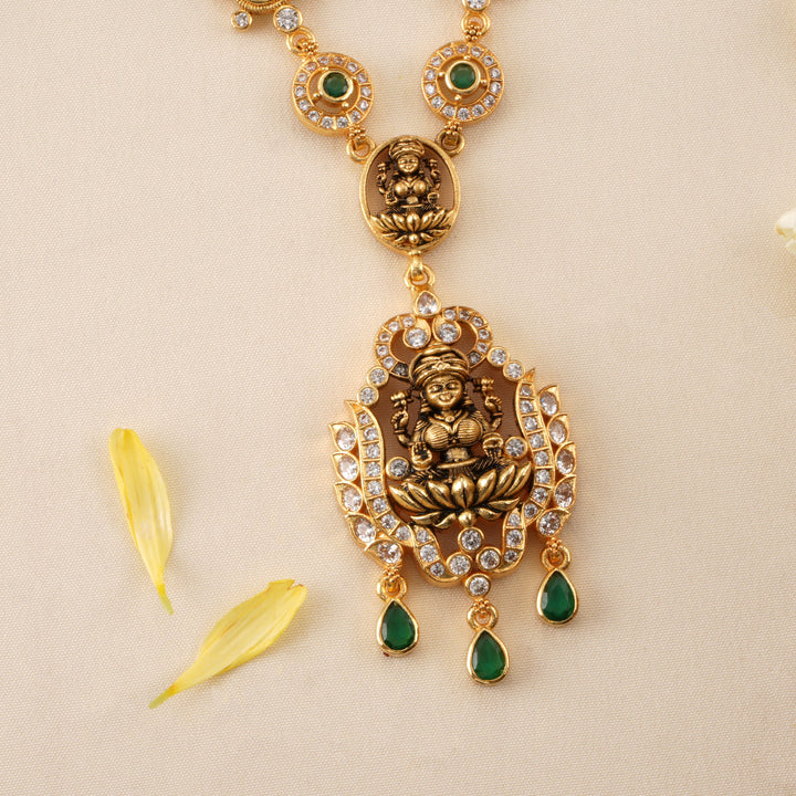Antique Emerald Drop Lakshmi Necklace