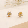 Blooming Flower White Stone Golden Earring