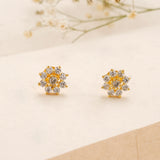 Blooming Flower White Stone Golden Earring