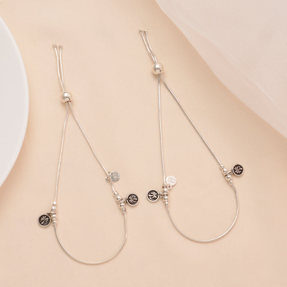 Graceful Antique Silver Charm Anklet