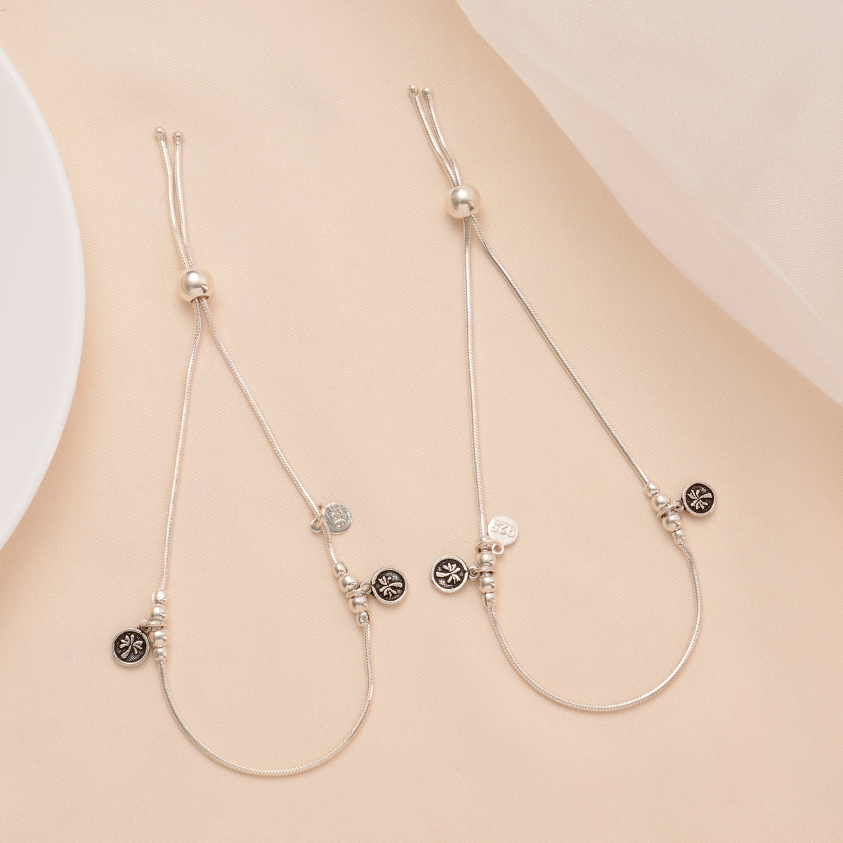 Graceful Antique Silver Charm Anklet