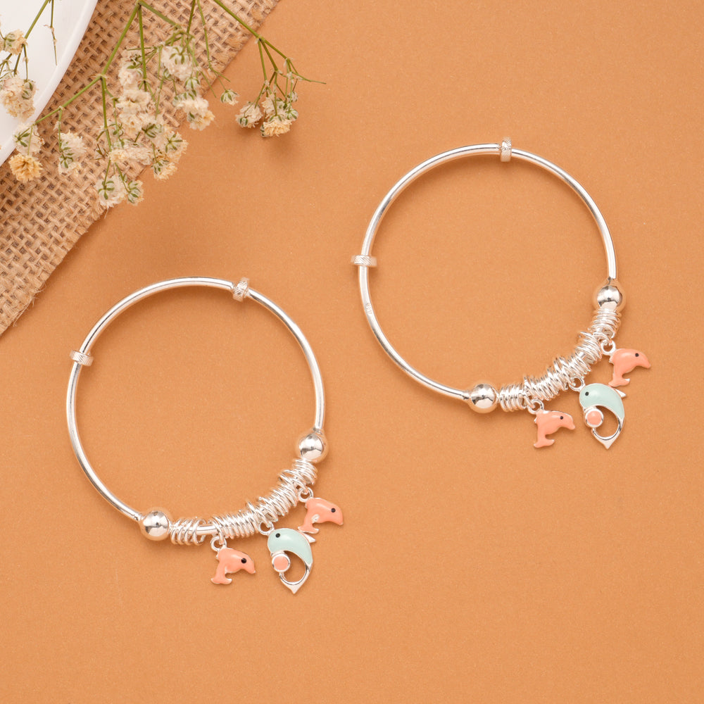 Dolphin Charm Baby Silver Bangle
