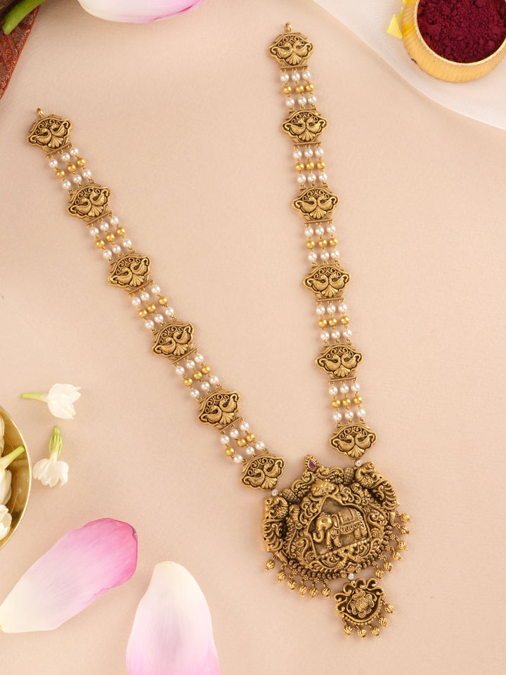 Gold Ball and Pearl Layered with Elephant Haram