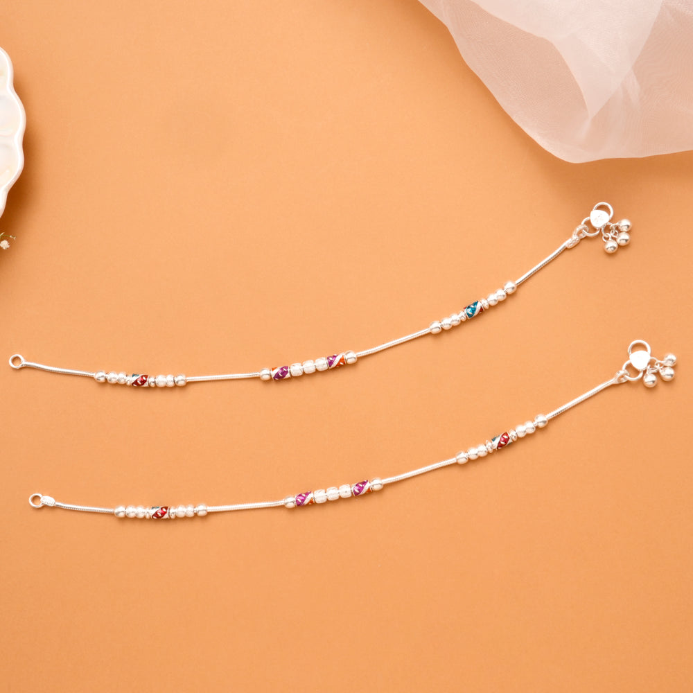 Prism Sparkle Silver Balls Anklet