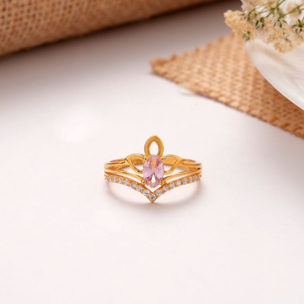 Pink Cherry Blossom Golden Ring