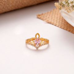 Pink Cherry Blossom Golden Ring