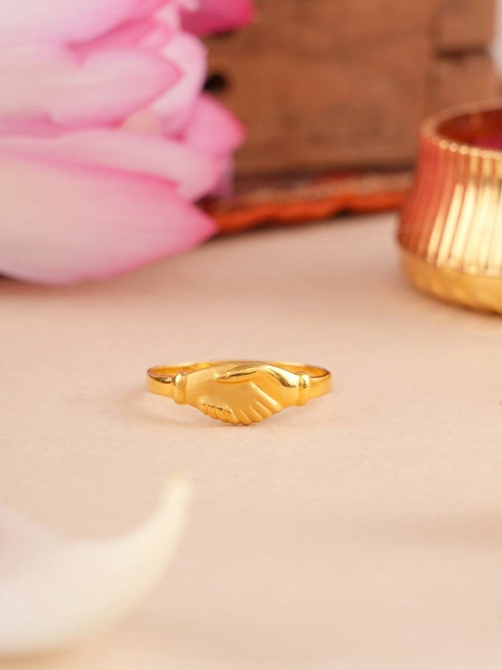 Trendy Gold Handshake Ring for Women