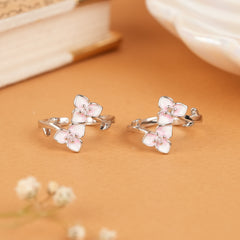 Cute Enamel Cherry Blossom Silver Toe Ring