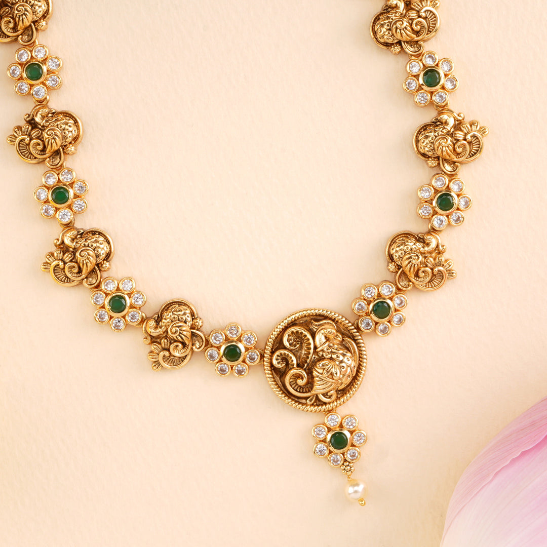 Antique Peacock Emerald Necklace