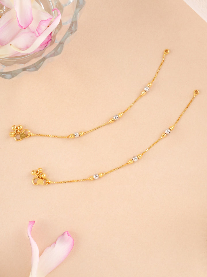 Dual Toned Gold Beads Anklet for Kids