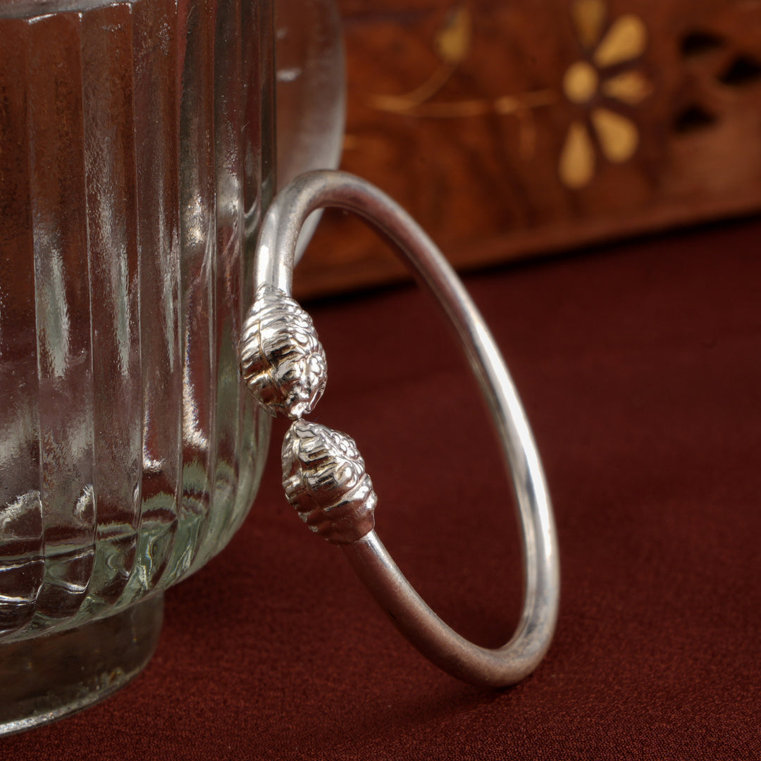Intricate Yazhi Design Silver Baby Bangle