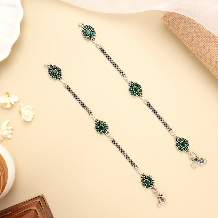 Floral Dew Drop Antique Silver Anklet