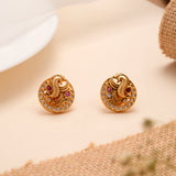 Golden Peacock with White Stone Kemp Stud