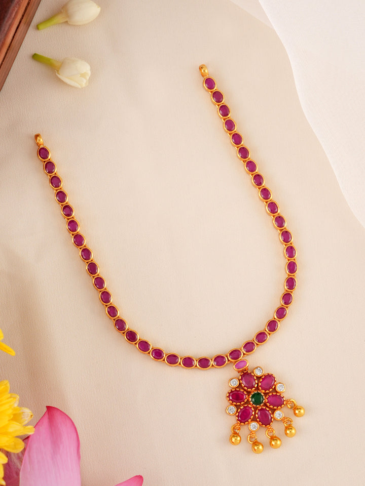 Kempu Ruby Stone Gold Plated Necklace