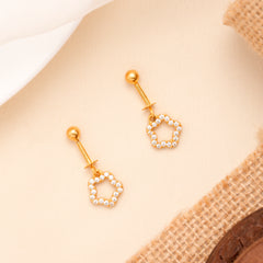 Golden Flower Drops White Stone Koppu