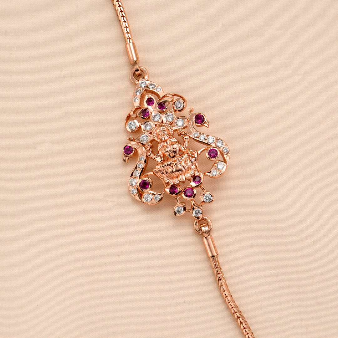 Rose Gold Silver Lakshmi Mugappu Chain