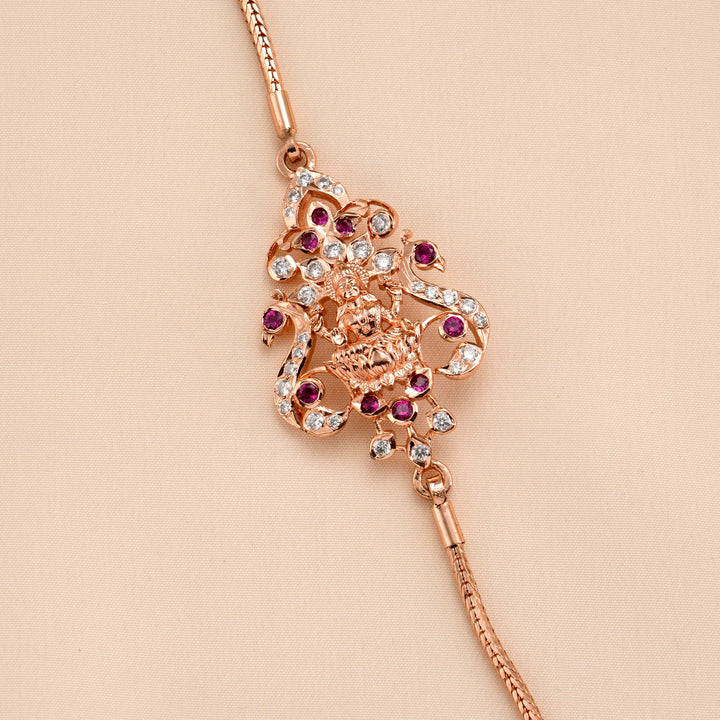 Rose Gold Silver Lakshmi Mugappu Chain