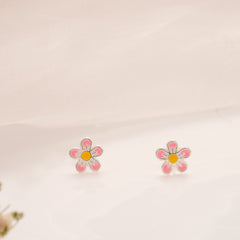 Silver Mini Flower Enamel Stud