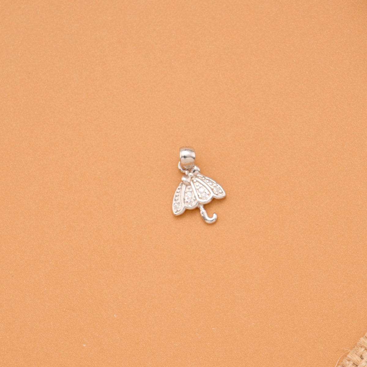 Cute Crystal Umbrella Silver Pendant