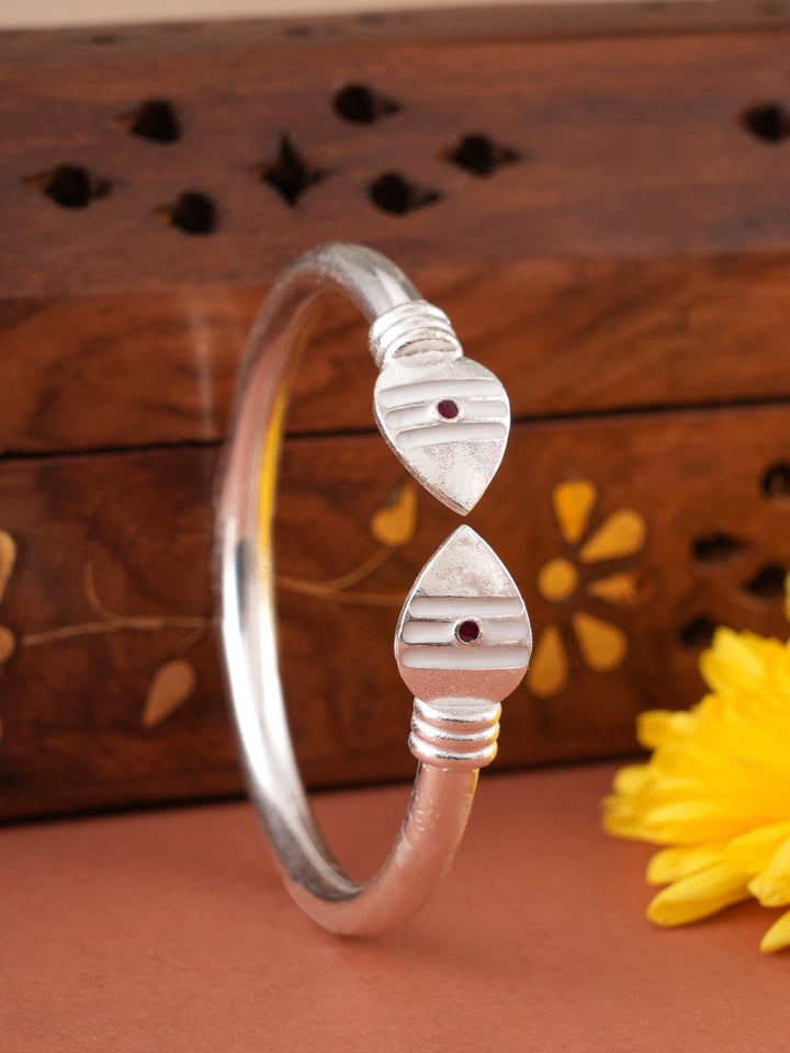 White Enamel Dual Side Silver Vel Kappu