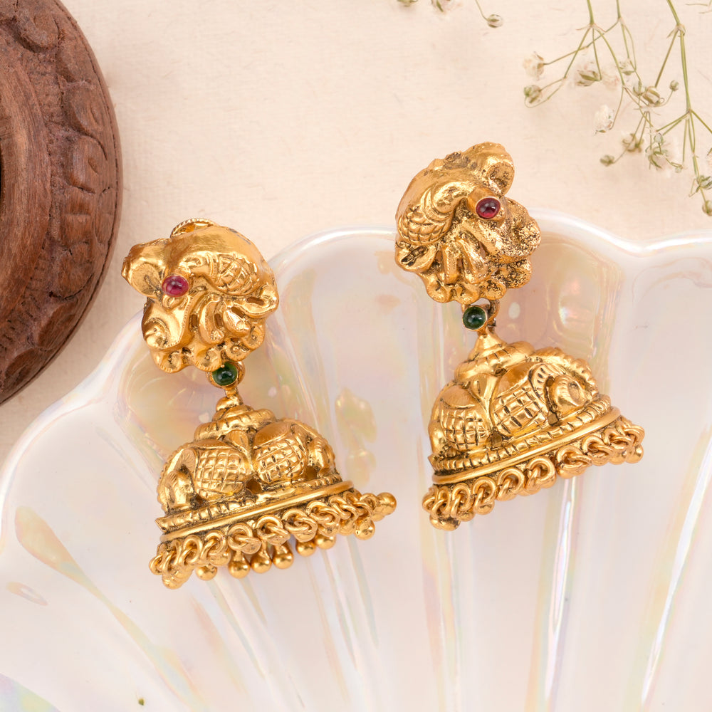 Traditional Style Silver Gold Plated Jhumkas