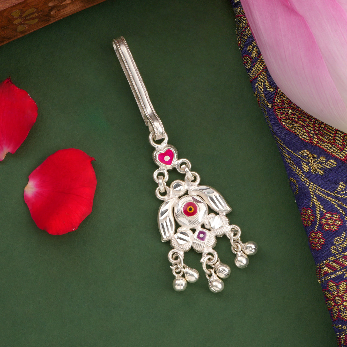 Floral Dangle Silver Keychain