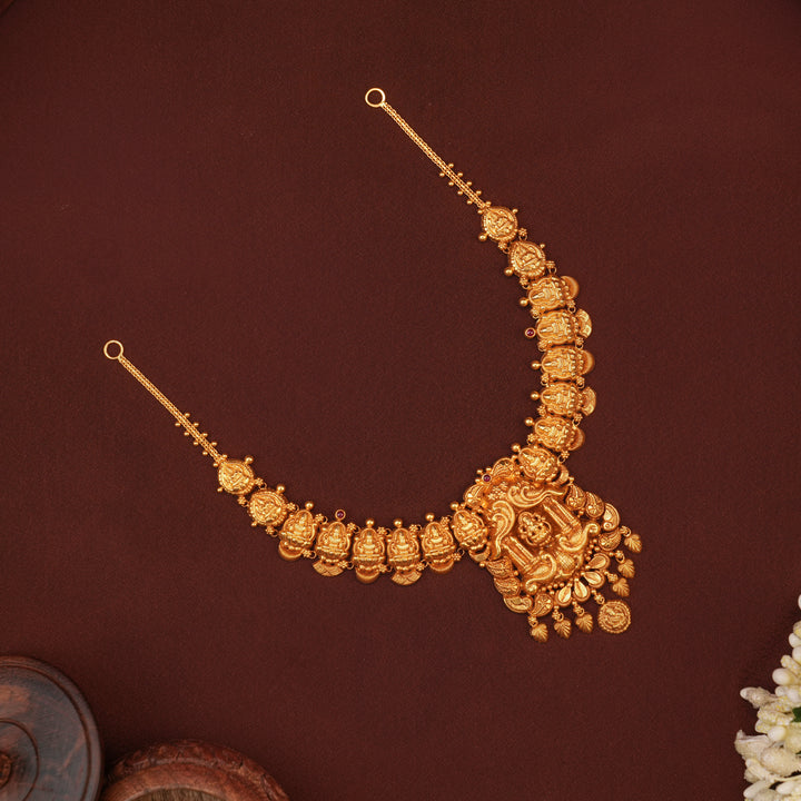 Divine Lakshmi Temple with Gold Drop Necklace