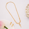Flower Leaf Pattern Golden Necklace Set