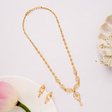 Flower Leaf Pattern Golden Necklace Set