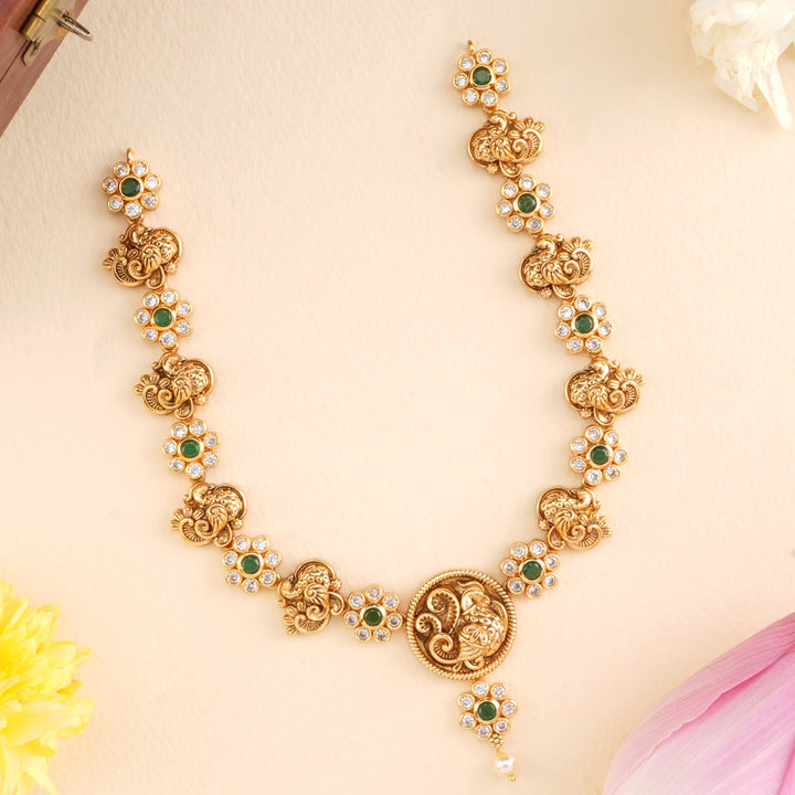 Antique Peacock Emerald Necklace