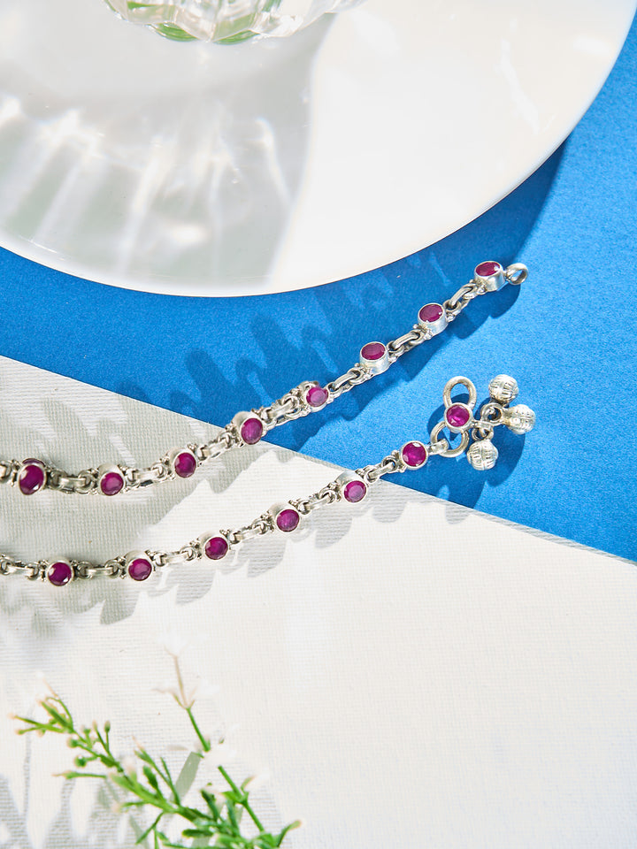 Ruby Swirl Bloom Antique Anklet