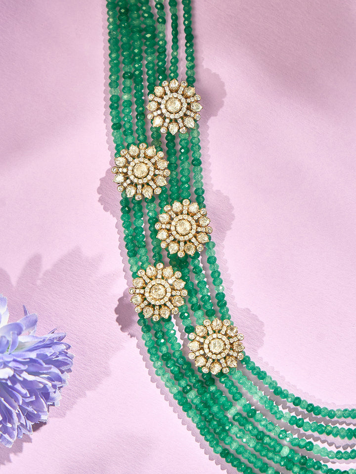 Emerald Beads Kundan Polki Haram