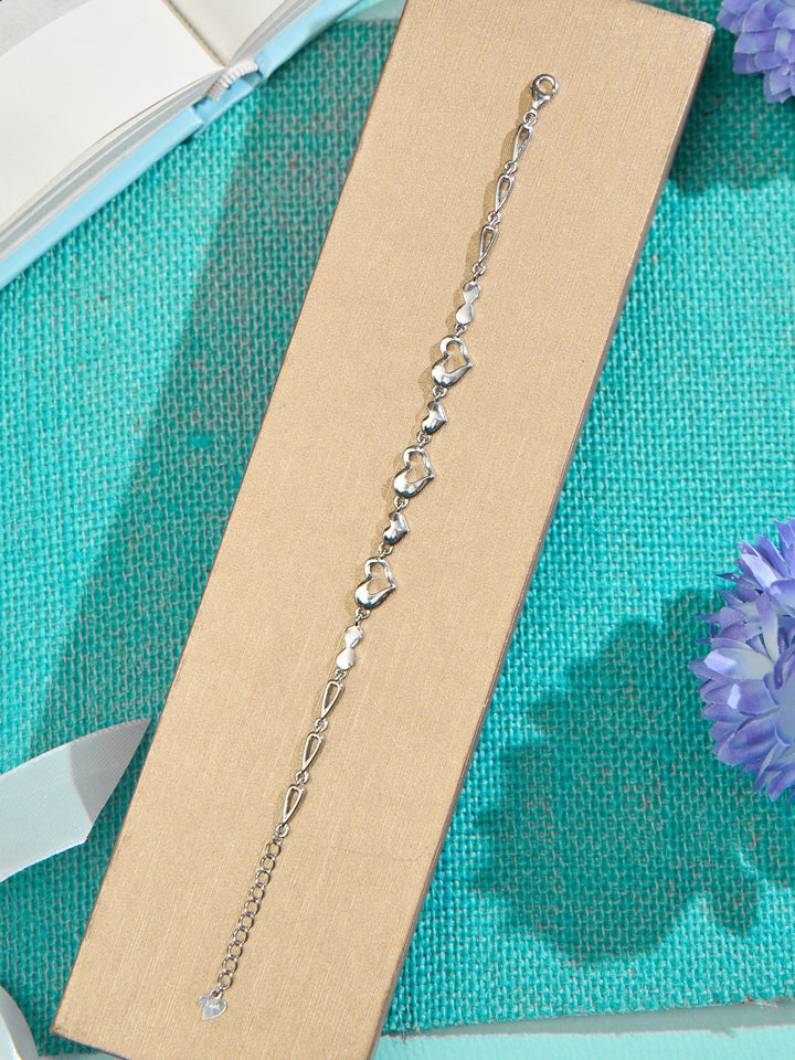Heart Duo White Stone Bracelet