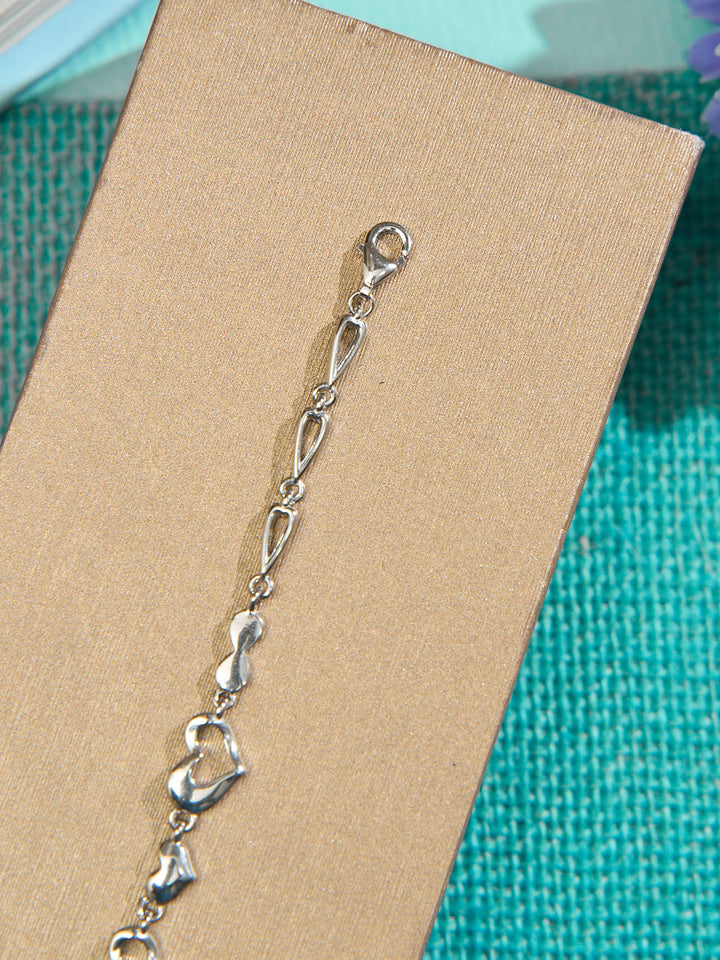 Heart Duo White Stone Bracelet
