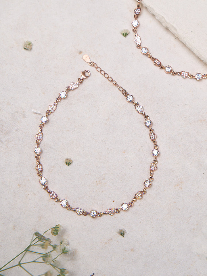 Whispering Rose Heart Anklet
