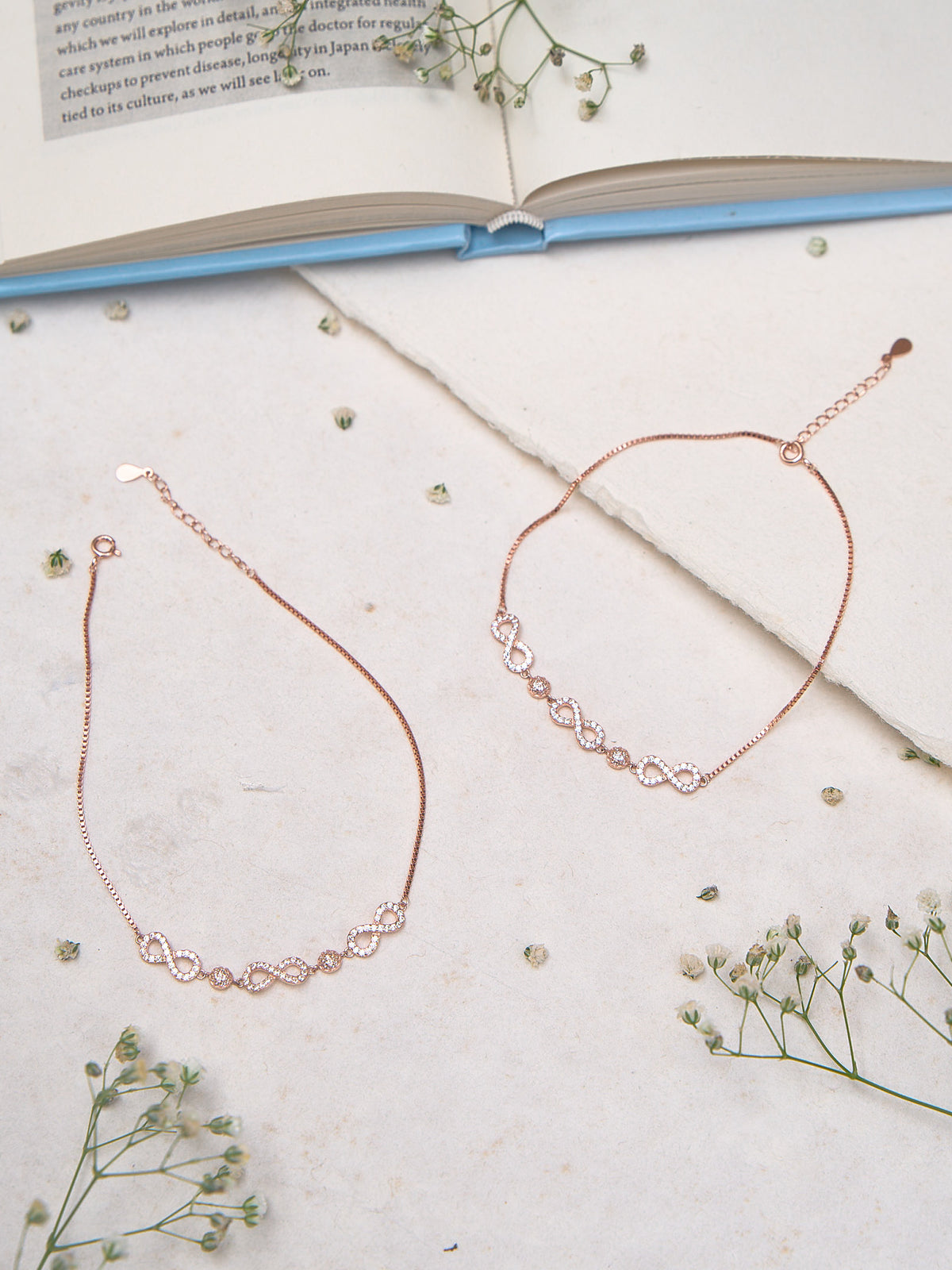 Blushing Infinity Crystal Anklet