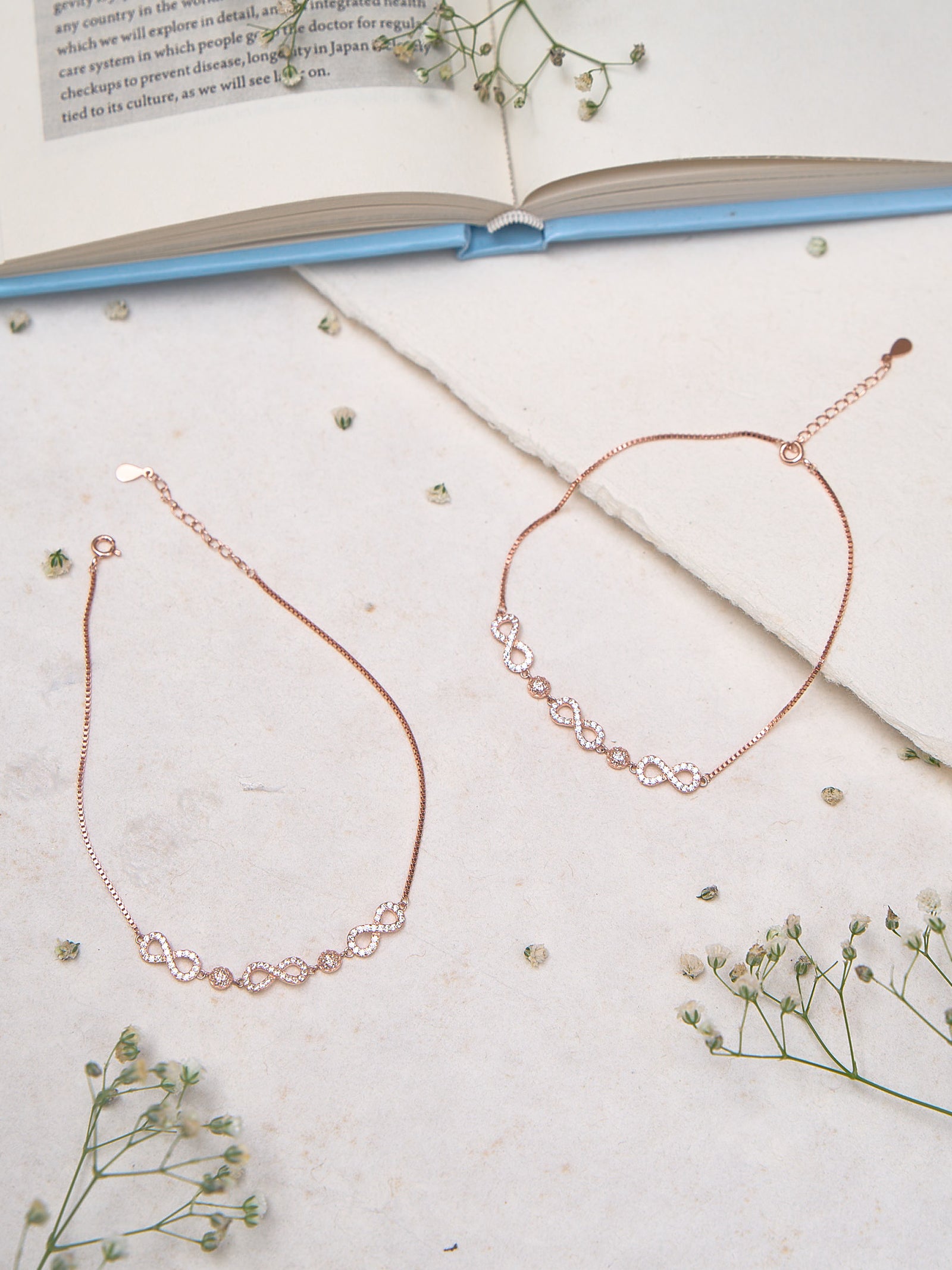Blushing Infinity Crystal Anklet