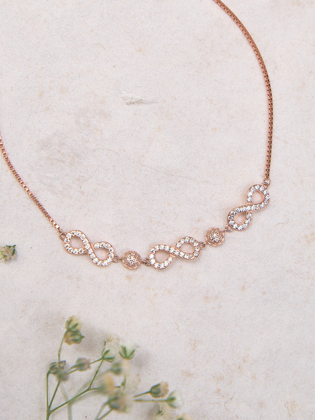 Blushing Infinity Crystal Anklet