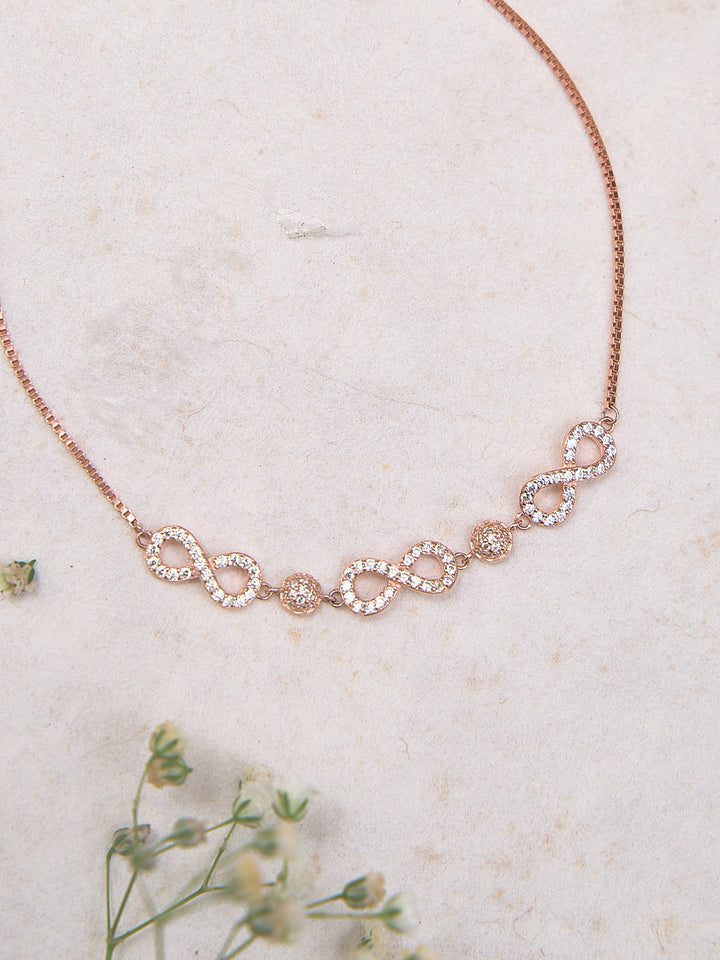 Blushing Infinity Crystal Anklet