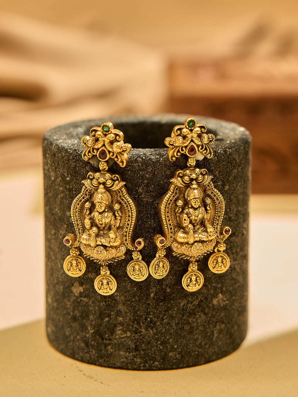Antique Divine Lakshmi Coin Earring