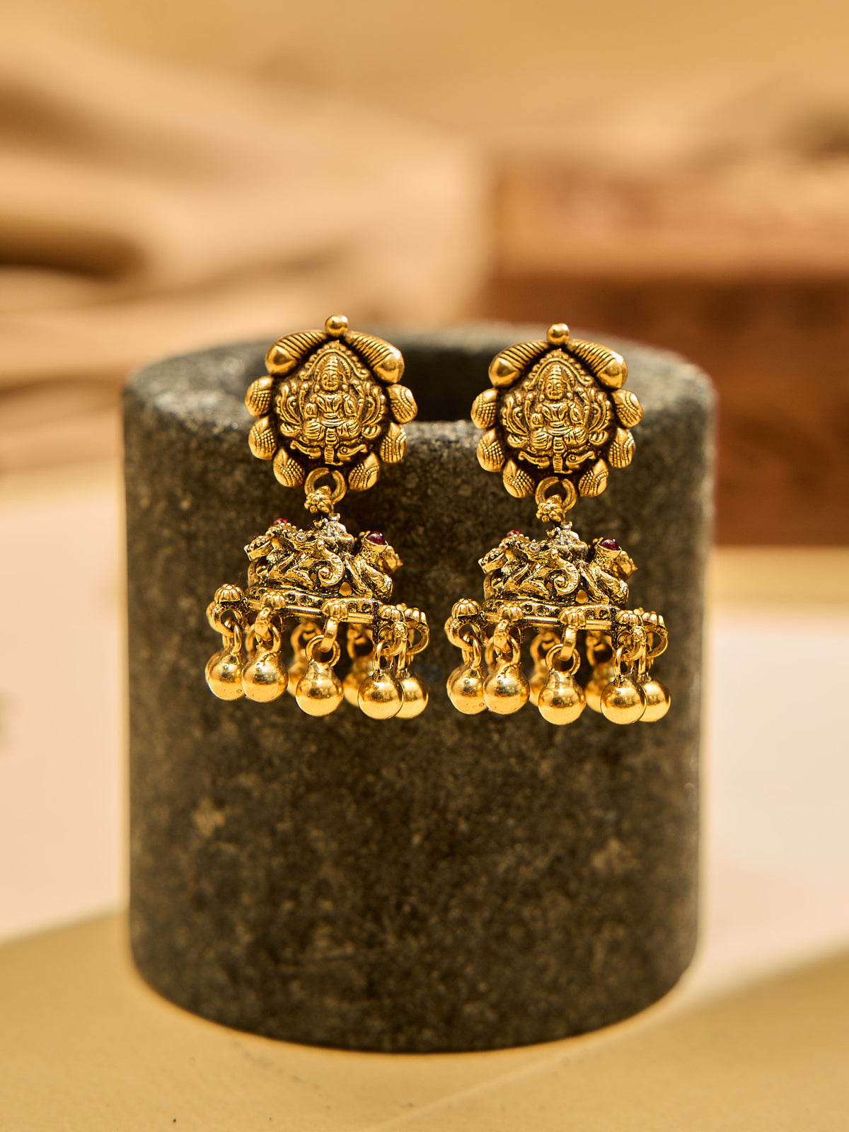 Ethereal Antique Lakshmi Jhumka